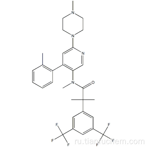 2- [3,5-бис (трифторметил) фенил] -N, 2-диметил-N- [4- (2-метилфенил) -6- (4-метилпиперазин-1-ил) пиридин-3-ил] пропанамид CAS 290297-26-6